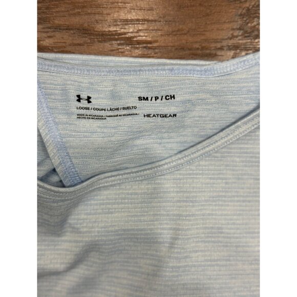 NEW Under Armour Womens HeatGear Loose Fit Blue T-Shirt Open Back Design Size S - Picture 3 of 6
